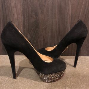 Charlotte Olympia black suede [Dolly] platform